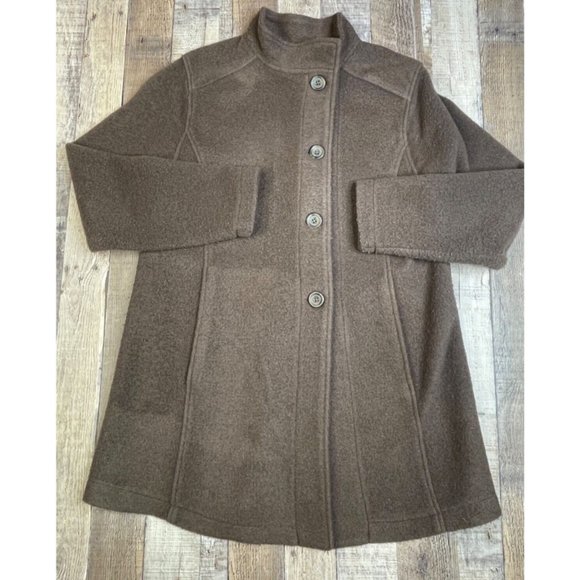 Stormy Kromer Jackets & Blazers - Stormy Kormer Women M Pea Coat Isle Jacket Wool Blend Brown Soft Button Front